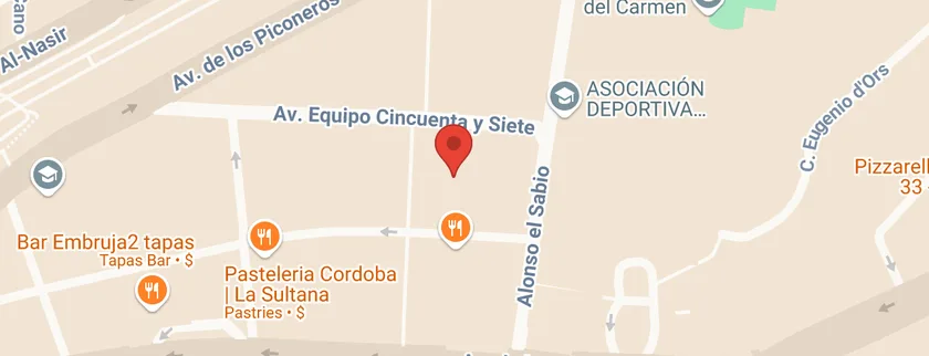 Mapa de ubicación de Småland en la Plaza de la Flor del Olivo, Córdoba